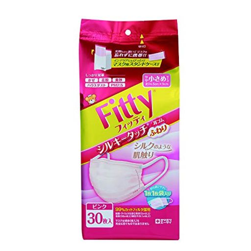 (PM2.5対応) フィッティ シルキータッチ 耳ゴムふわり 30枚入 やや小さめサイズ ピンク
