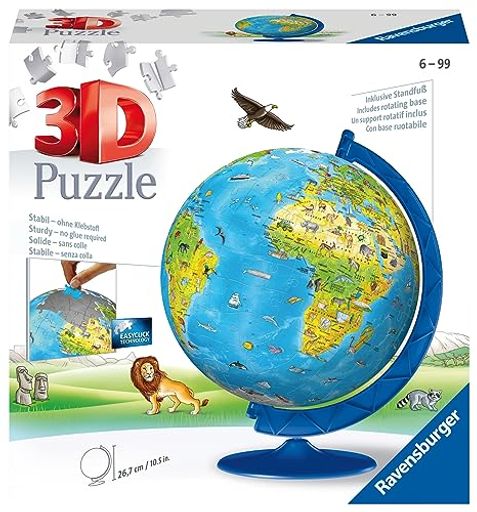 地球儀　立体パズル RAVENSBURGER ラベンスバーガー 3Dパズル どうぶつ地球儀(187ピース)