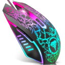 BENGOOゲーミングマウス有線ゲーム用マウスRGBライト付き光学式6ボタン1200~36004段階DPI切り替えUSB接続多ボタンマウス人体工学デザインWindow/Mac/Vistaに対応可能