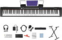 【88鍵セミウェイテッド鍵盤&amp;デュアル鍵盤モード】STARFAVOR電子ピアノは、ピアノの練習に適した「88鍵」セミウェイテッド鍵盤を採用し、ピアノのように弾くことができます。このコンパクトなサイズは、初心者ピアニストだけでなく、ピアノ演奏に興味のある学生にも最適です。88 個のキーが同じ音域の 2 つの領域に分割され、ユーザーが教えたり練習したりするのに便利です。 【独自のLEDディスプレイデザイン&amp;2つの充電方法】電子ピアノ88キーボードにはLEDディスプレイがあり、演奏中に現在の音色、リズムのシリアル番号、現在の再生速度を明確に表示できます。 好みのトーン、リズム、再生速度を明確かつ簡単に選択して調整できます。電子ピアノは付属のACアダプターだけでなく、アルカリ単3電池4本でも給電できるので、電源のない場所でも使用できます。 【豊富な音楽ライブラリー&amp;多彩なエフェクト機能】電子キーボードには128音色、128リズム、録音機能付きデモ曲80曲、最大同時発音数32音、初心者でも電子オルガンの学習過程で自分の演奏を録音できます。繰り返し。