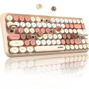 FELICON ブルートゥースキーボード 308I ワイヤレス コンパクトキーボード 軽量 BLUETOOTHキーボード タイプライター (ミルクティー)