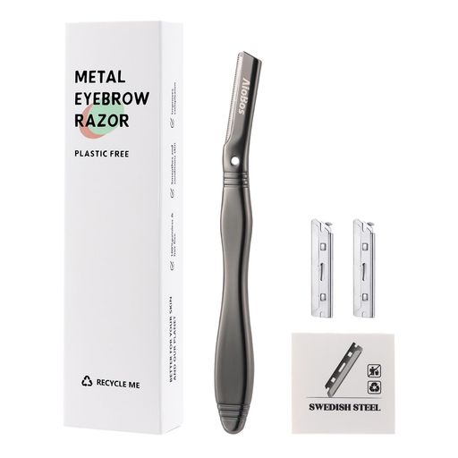 AioBos顔そりカミソリ敏感肌用顔剃り眉毛カミソリ(2枚替刃付き)男性剃刀女性カミソリ顔のうぶ毛眉毛ムダ毛処理適しています男女兼用(マ..