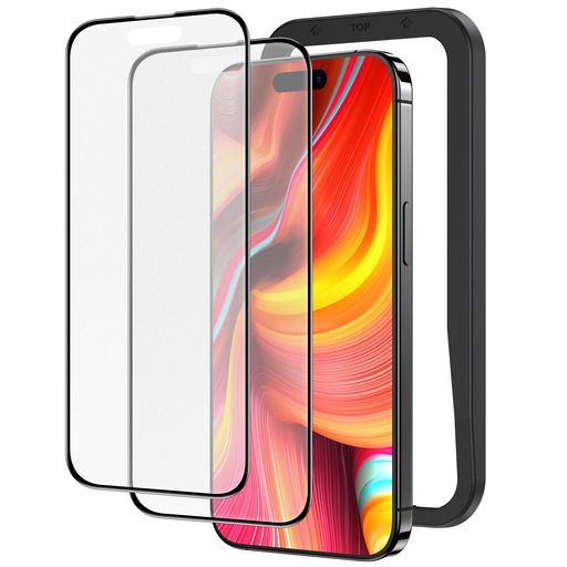 NIMASOアンチグレアiPhone15Pro用全面保護ガラスフィルム反射防止黒縁あり強化ガラスフィルムサラサラ..