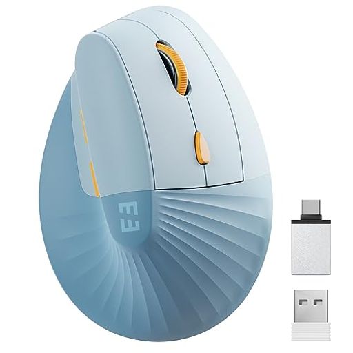 SEENDA エルゴノミック マウス ワイヤレス 縦型 静音 USB-C/USB-A 2.4GHZ 無線 充電式 7ボタン 光学式 高精度 4段階DPI調整可能 無線 マウス WINDOWS/MAC/IPAD/ANDROID対応 MOE300 ブルー