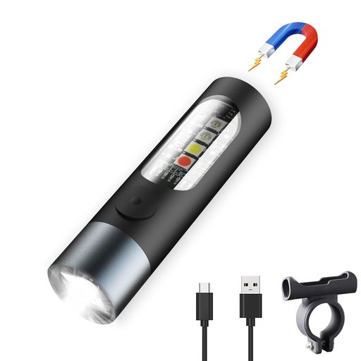 RUNELVES ミニ懐中電灯 LEDライト 小型 充電式 強力 IP65防水 650LM 高輝度 11種モード ラッシュライト ハンディライト 磁気吸着 軽量 35時間稼働 クリップ付 自転車の専用ホルダー付 ミニライト
