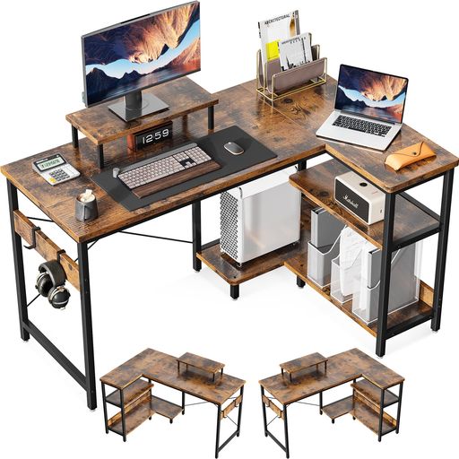 ODKパソコンデスクl字デスクゲーミングデスクL字型デスク机幅120cmラック付きpcデスクdesk収納オフィス..