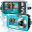 4K デジカメ 防水 水中カメラ 防水カメラ 3M防水 ケース不要 デュアルスクリーン 自撮可能 操作簡単 防水 軽量 コンパクト1250MAHバッテリー(BLUE)