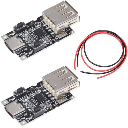 YOUMILE 2個 電圧トリガーモジュール USB C QC 2.0 3.0 DC 電圧トリガーテストモジュール 9V 12V 20V 5A 100W E-MARK TYPE-C 調整可能パワー 26AWG赤黒ケーブル付き(USB入力)