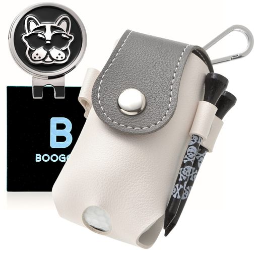 BooGolfゴルフボールケースゴルフマーカーティー3点セットプロも太鼓判ゴルフボールポーチゴルフボール入れ(パールグレー)