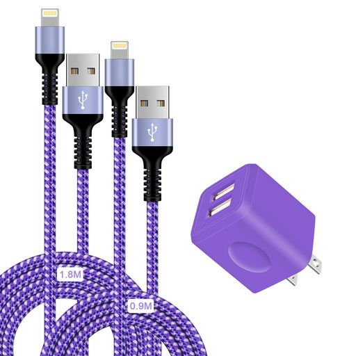 IPHONE 充電器 USB 充電器 2ポート ライトニングケーブル 2本付き ACアダプター アイフォン 【PSE認証済み/急速】 USB コンセント スマホ充電器 2台同時充電 携帯あいふぉん 高速充電器 IPHONE