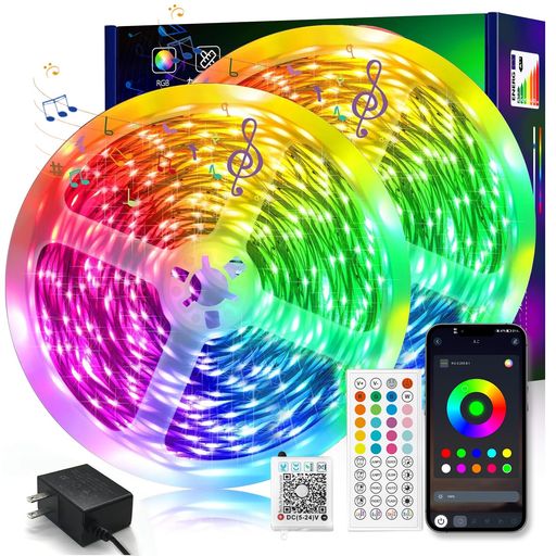 LEDテープライトLEDテープ【RGB1600万色アプリ+リモコン版マイク/音楽連動タイマ—機能】テープテープ22..