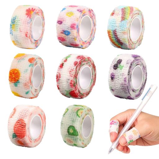 楽天U-JIN SHOP 楽天市場店包帯自己粘着包帯【8個セット】自着性テープ伸縮包帯伸縮包帯ペット包帯粘着包帯指手首腕足首弾性包帯通気性耐水性柔軟性伸縮性強不織布素材多機能2.5cmx4m可愛い柄