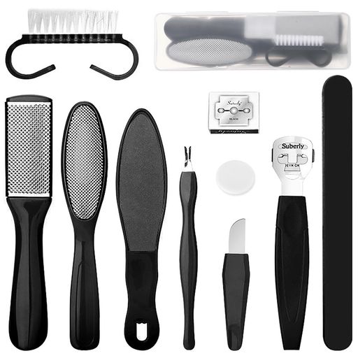 フットファイル角質リムーバー魚の目削り【10点セット】ステンレス鋼角質ケアフットファイル替刃10枚付..