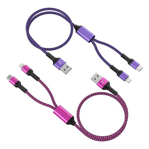 2イン1充電ケーブルLIGHTNING&USB-Cケーブル「2本組/1.2M」最大5.4A急速充電2股マルチケーブルHAOANO2IN1充電コードTYPE-CUSBケーブル2台同時給電可能IPHONE15/15PRO