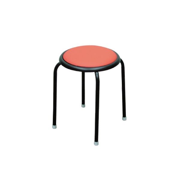 シンプル スタッキングチェア 【同色10脚セット レッド×ブラック】 幅32cm 日本製 スチールパイプ 『サークルチェア』【代引不可】