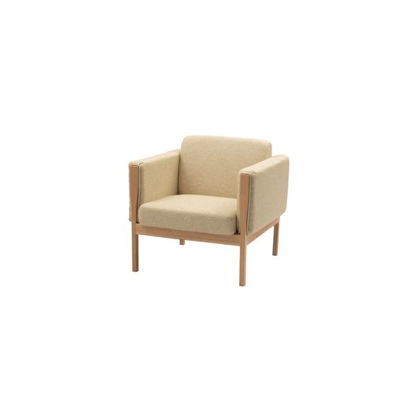 お買い物マラソン限定10%OFFクーポン ソファー 1人掛け 約幅81×奥行76×高さ75×座面高40cm アイボリー 木製フレーム 肘付き 完成品 リビング ダイニング【代引不可】