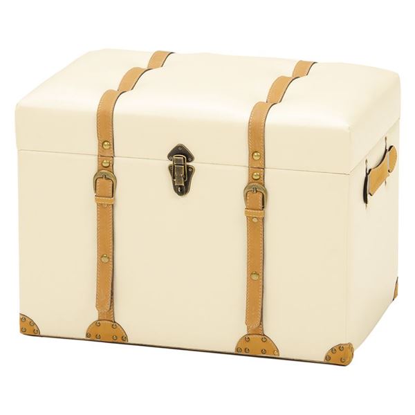スーパーSALE限定10%OFFクーポン 収納付き オットマン 幅60cm アイボリー トランク型 合皮 チェスターシリーズ ボックススツール インテリア家具 リビング【代引不可】