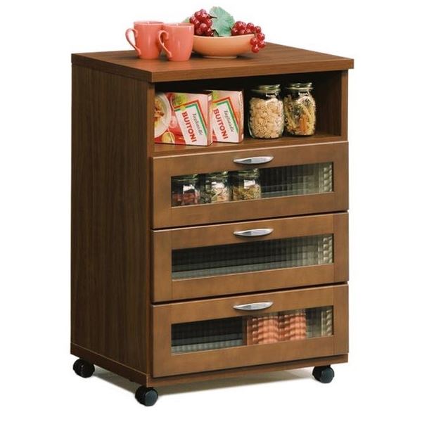 キッチンカウンター キッチン収納 幅60cm ブラウン 日本製 木製 キャスター付き カントリー調 キッチン..