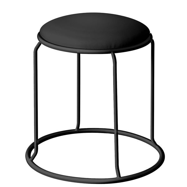 北欧風 スツール/丸椅子 【同色5脚セット ブラック×ブラック】 幅415mm スチール ビニールレザー 【代..