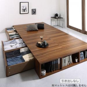 衣装ケースも入る大容量デザイン収納ロングサイズベッド 引き出しなし シングル ロング丈