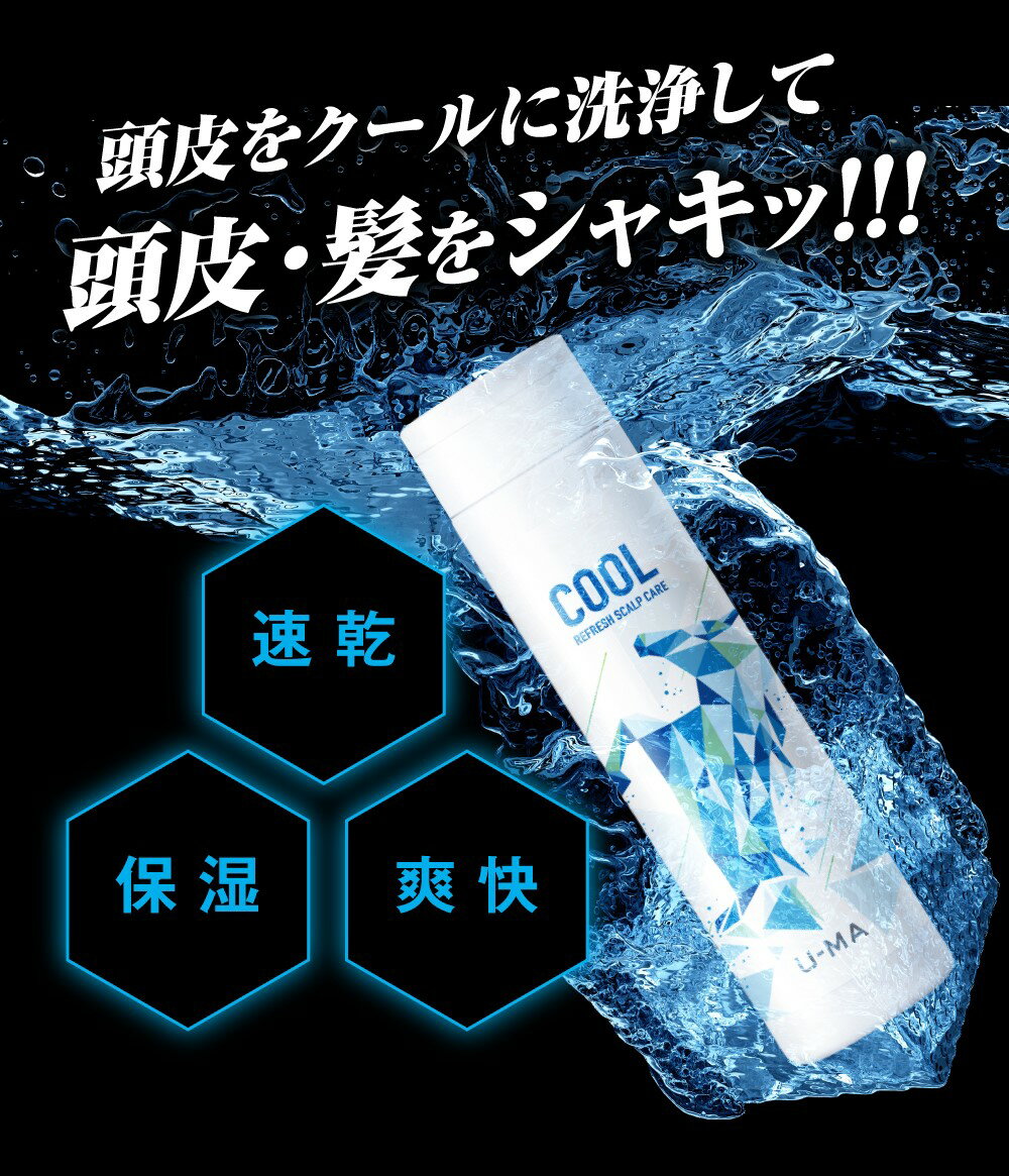 【ウーマ クールシャンプー 250ml 6本】u-ma 男性用 メンズ 馬油 アミノ酸 スカルプ 薬用 頭皮 育毛 抜け毛 薄毛 フケ カユミ ノンシリコン メンズシャンプー 頭皮ケア 冷感 爽快 直販正規代理店 3