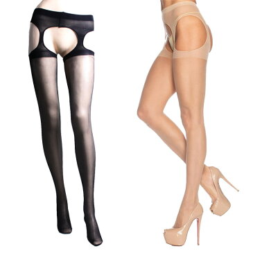 Leg Avenue レッグアベニュー オープンヒップのシアータイツ サスペンダーパンストの透けタイツ 白 黒 ヌード色のホーザリー(1901)