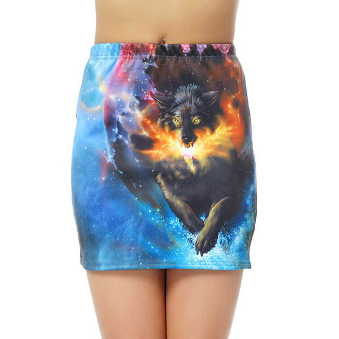 ミニスカート セクシー 宇宙柄 ストレッチ入り マイクロミニスカート ギャラクシー柄 カラフル スカート タイト ボディコン 春夏 ひざ丈 膝丈 コスプレ ポリエステル