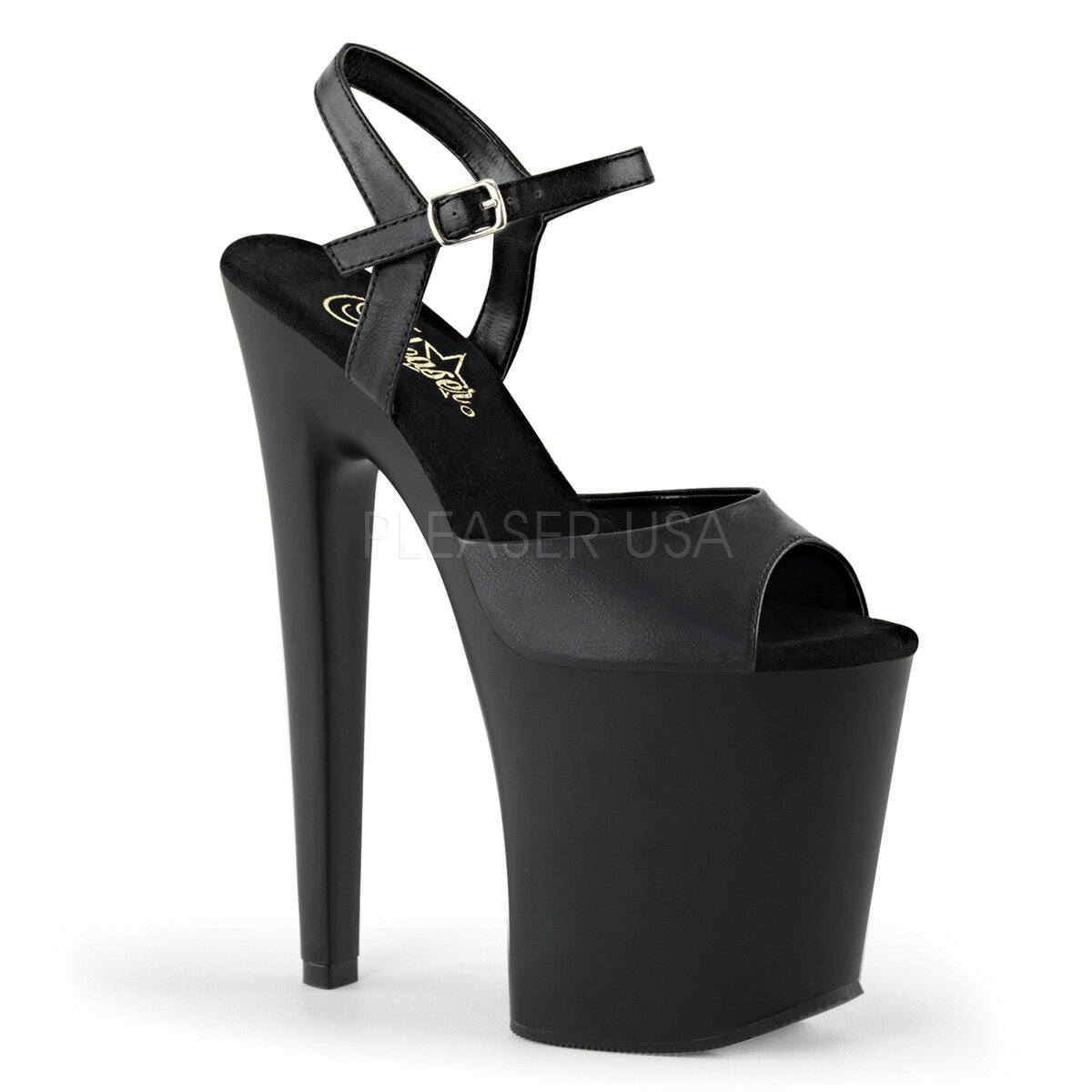 乐天商城 - 選べる靴用品プレゼント付 取寄せ Pleaser プリーザー レディース 超厚底 サンダル 厚底サンダル ハイヒール アンクルストラップ つや消し黒 ブラック シルバークロームヒール ゴスパンク系 ポールダンス 靴 大きいサイズ 衣装 XTREME-809 XTM809/BPU/M