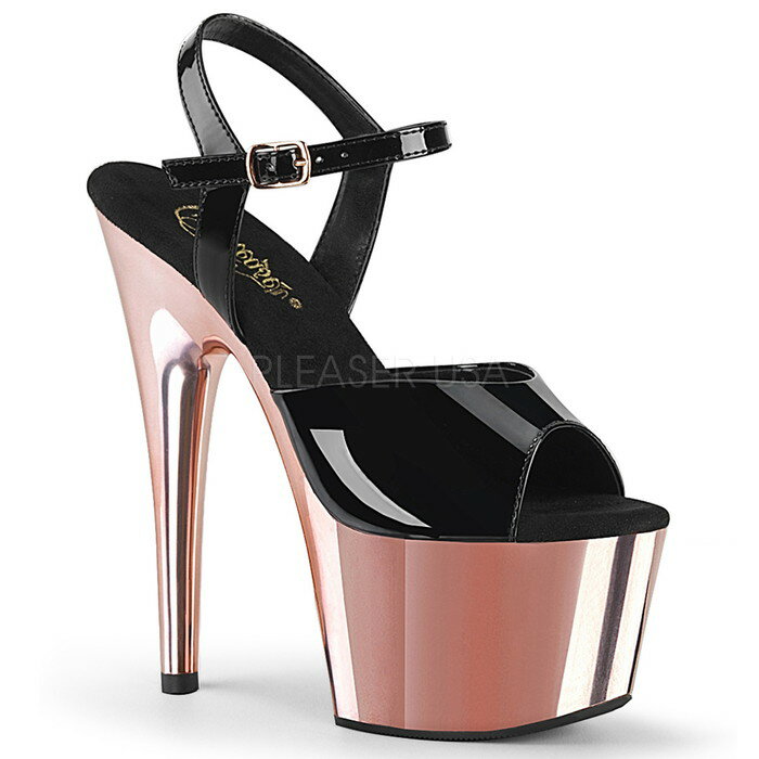 選べる靴用品プレゼント付 取寄せ Pleaser プリーザー レディース 厚底サンダル アンクルストラップ ADORE-709 ADO709/B/ROGLDCH
