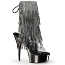 選べる靴用品プレゼント付 厚底アンクルブーツ ブーツサンダル 取り寄せ Pleaser プリーザー レディース ラインストーン飾りのフリンジトップ オープントゥ...