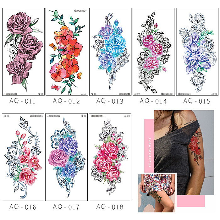 タトゥーシール メンズ レディース シンプル 男性 女性 防水 長持ち かっこいい 可愛い 転写 取れにくい セクシー 背中 鎖骨 首 肩 お腹 腕 足首 胸 ボディーシール ボディペイント ボディステッカー 仮装 コスプレ ハロウィン 夏 おしゃれ 花 薔薇 蓮