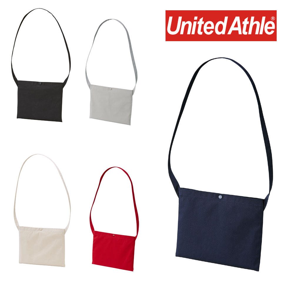 United Athle ユナイテッドアスレ レギュラー キャンバス サコッシュ ショルダーバッグ 146101 1461-01 薄い 軽い 軽量 ブラック 黒 無地 かわいい おしゃれ メンズ レディース ユニセックス グレー レッド 赤 ショルダーストラップ 小さめ コンパクト コットン 綿100