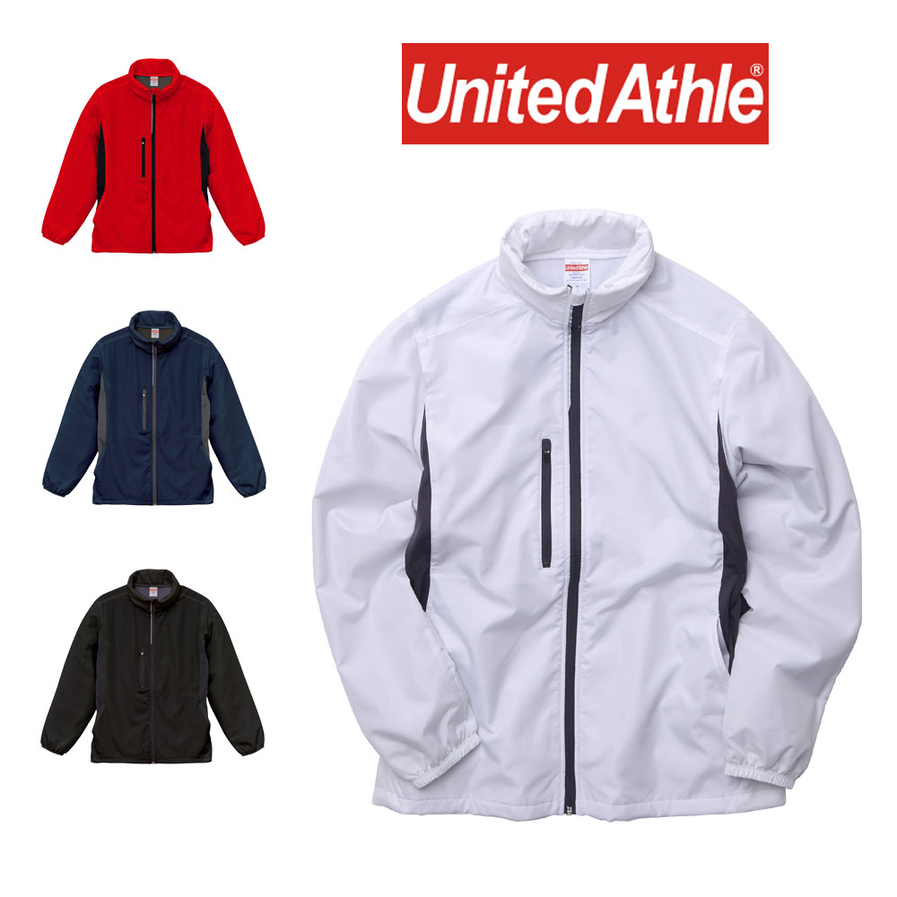 United Athle ユナイテッドアスレ マイクロリップストップ フードイン ジャケット 裏フリース ウィンドブレーカー ウインドブレーカー メンズ 706901 7069-01 S M L XL ブラック 黒 ホワイト 白 レッド 赤 ネイビー フリース ライナー 防寒 アウター 秋 冬 収納 フルジップ