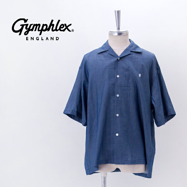 Denim Shirt - Gymphlex ジムフレックス メンズ シアーインディゴ 半袖オープンカラーシャツ［GY-B0462AZK］【2026SS】