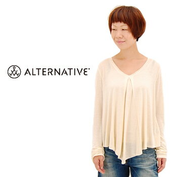 alternative apparel オルタナティブアパレル レディース eva long-sleeve top Vネックカットソー［32039N5］(24ss-7)