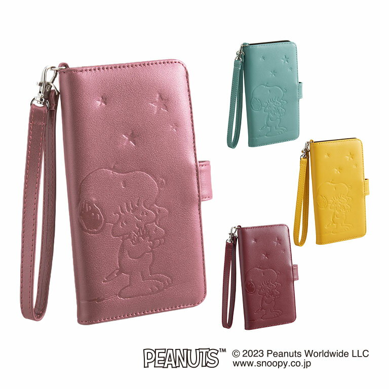 乐天商城 - スヌーピー 本牛革スマホカバー - 正規品 スヌーピー SNOOPY ピーナッツ PEANUTS グッズ スマホ 手帳型 スライド式 ストラップ 本革 牛革 プレゼント 正規ライセンス品