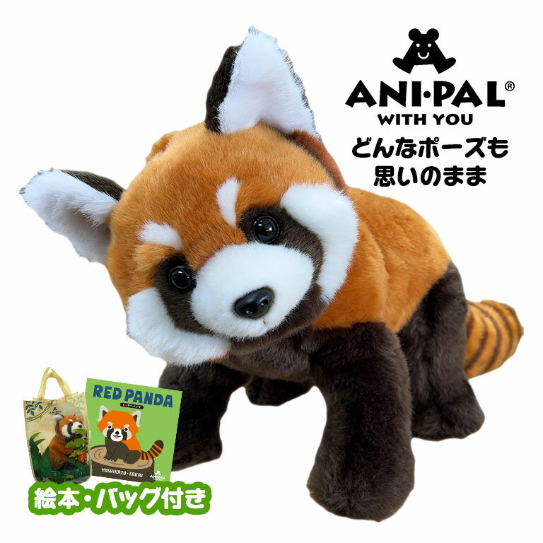 乐天商城 - アニパルぬいぐるみ レッサーパンダ 本物みたい リアル かわいい 可動式 スケルトン入り ポーズ自由自在 動物 どうぶつ レッサーパンダぬいぐるみ 絵本付き たかいよしかず アニマル ぬい撮り プレゼント ギフト 癒し 癒やし ふわふわ 手触り 柔らかい 玩具 おもちゃ