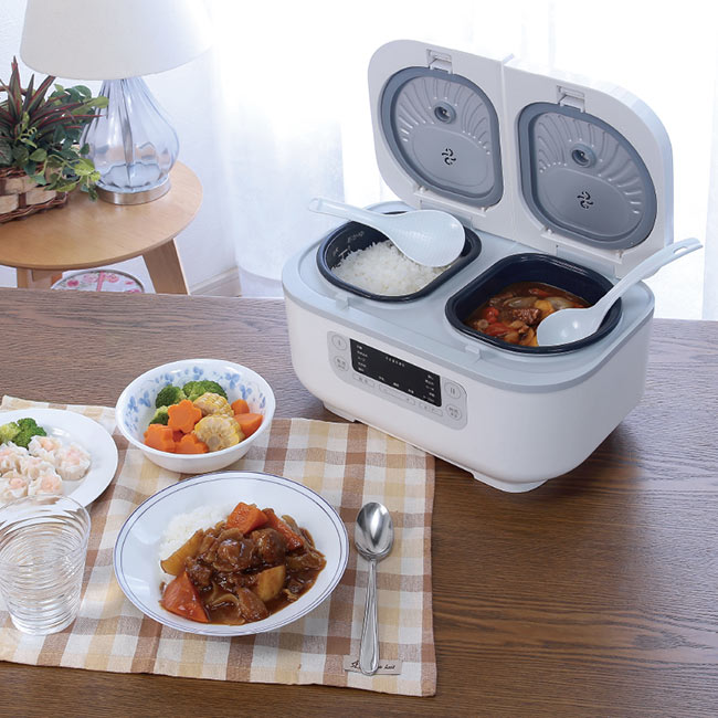 ダブルクック - ツイン 調理器 煮る 蒸す 炊く 蒸し焼き 保温 同時 時短 便利 家電 簡単 調理 シェフ キッチン用品 電気 鍋 蒸し器 炊飯器 3.5合 3号 4号 5号 6号 7号 VS-MA006のサムネイル