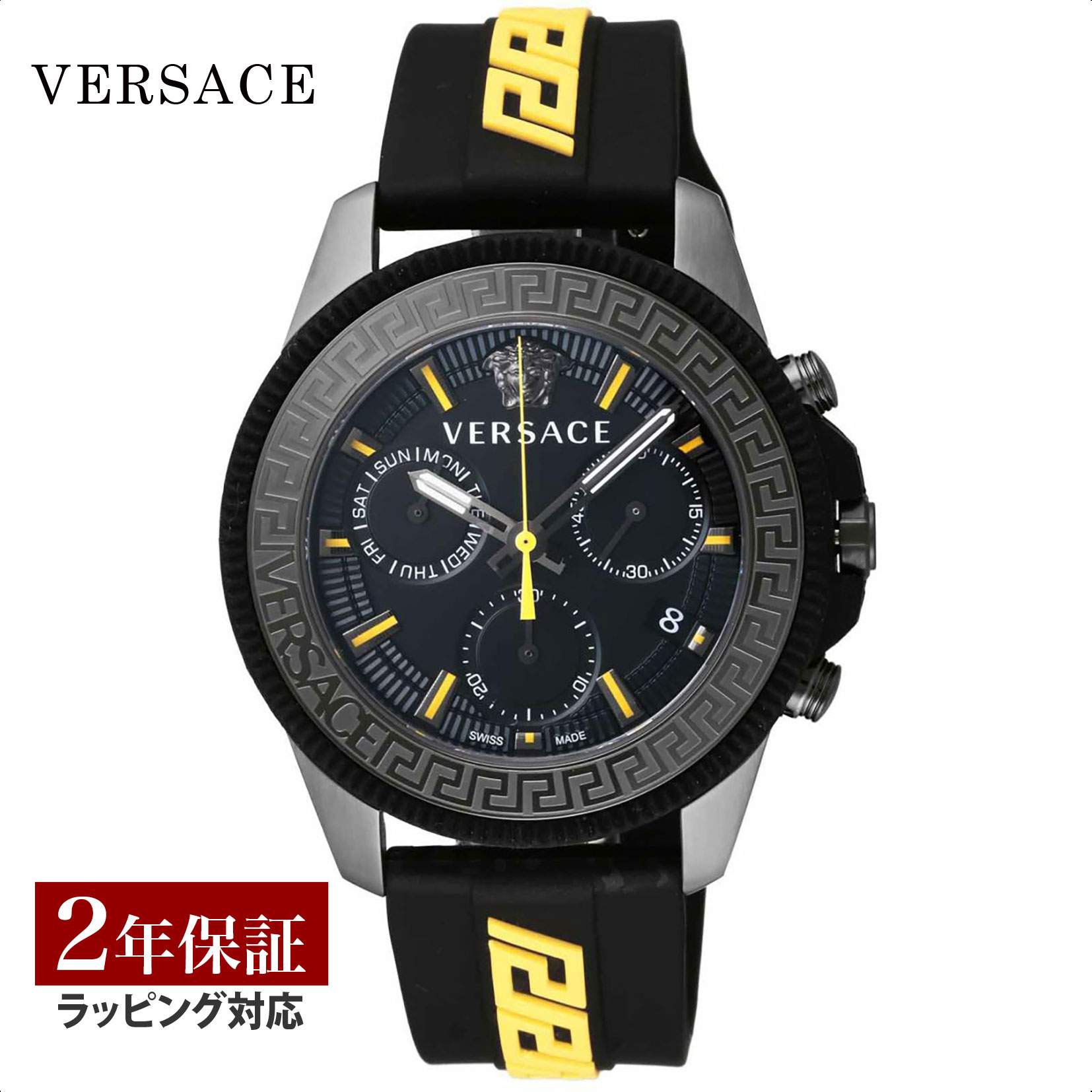 ヴェルサーチェ 腕時計（メンズ） 【当店限定】 ヴェルサーチェ ヴェルサーチ VERSACE メンズ 時計 GRECA ACTION CHRONO グレカ アクション クロノ クオーツ ブラック VE3J00322 時計 腕時計 高級腕時計 ブランド