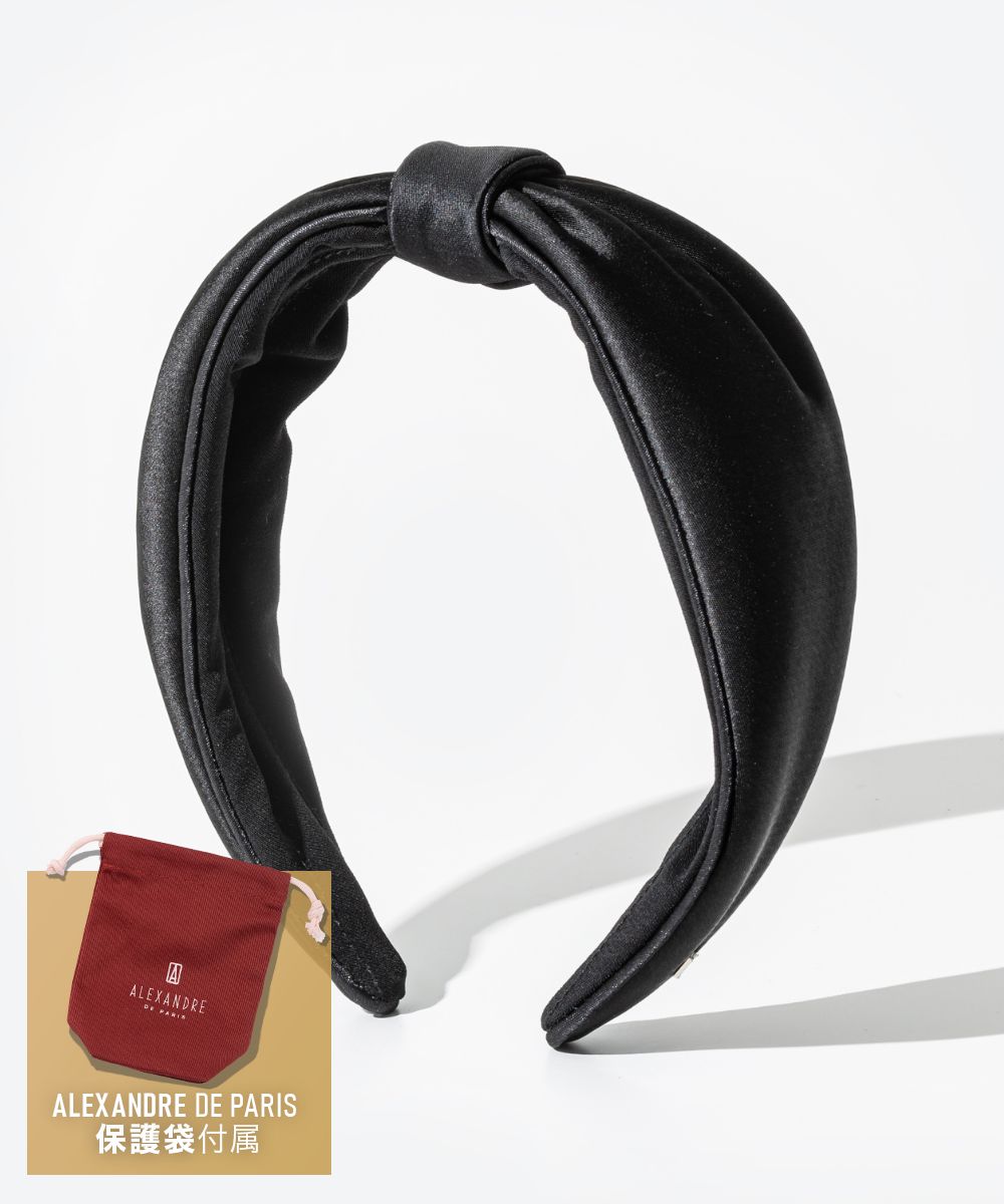 アレクサンドルドゥパリ ALEXANDRE DE PARIS TBDF-21004 ヘアーアクセサリー レディース アクセサリー カチューシャ ヘアバンド 髪飾り サテン 髪留め ヘッドバンド アクセント リボン 幅広 ギフト プレゼント お祝い 記念 女性 HEADBAND ブラック