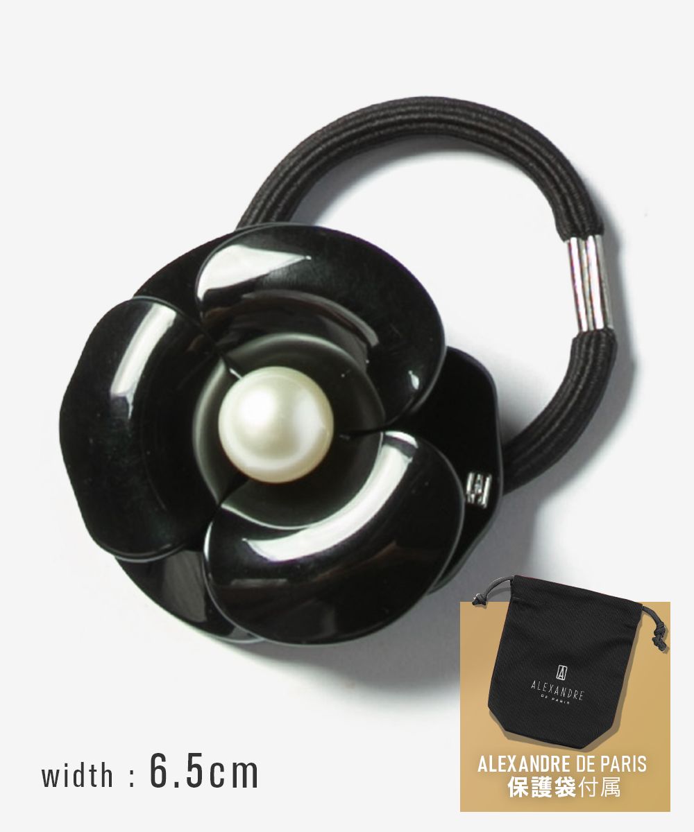 樂天商城 - アレクサンドルドゥパリ ALEXANDRE DE PARIS APY-17448-04 ヘアーアクセサリー レディース アクセサリー ヘアゴム 髪留め 花 髪飾り ヘアスタイル カメリア パール ギフト プレゼント お祝い 記念 女性 ブラック