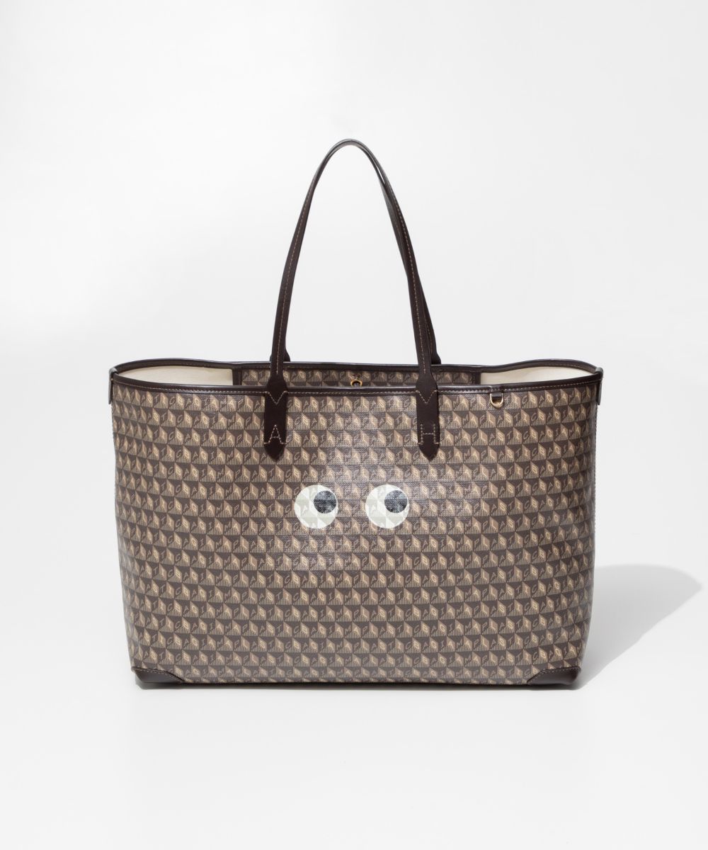 アニヤ ハインドマーチ ANYA HINDMARCH 5050925 183499 トートバッグ レディース バッグ 手提げバッグ 肩掛け 鞄 I am a Plastic Bag Tote Eyes in Recycled Canvas with Satin Leather プレゼント お祝い 記念 お出かけ トート ギフト 誕生日 トリュフ×エボニーのサムネイル