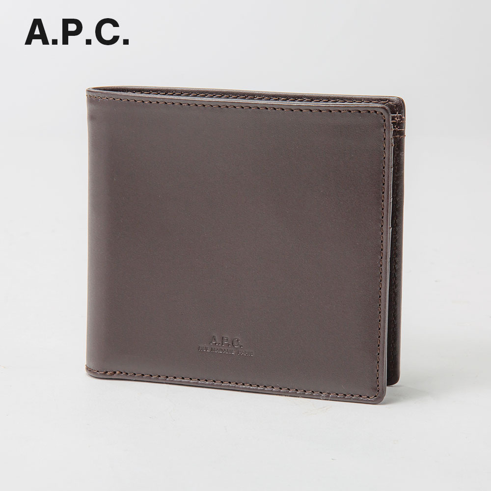 APC アーペーセー A.P.C. PXAWV H63340 二つ折り財布 メンズ 財布 ミニ財布 小銭入れ エマニエル シンプル コンパクト財布 無地 NEW PORTEFEUILLE LONDON レザー ミディアム スモール財布 ロゴ箔 小物 ニュー ポートフォリオ ロンドン プレゼント お祝い ダークブラウン CAE