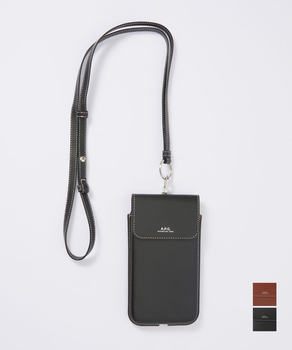 アーペーセー A.P.C. PXAWV M63507 ショルダーバッグ レディース バック スマホショルダー ネックポーチ フォンケース ホルダー ストラップ 小物入れ 軽量 お出掛け プレゼント ギフト お祝い Phone Case ブラック ブラウン