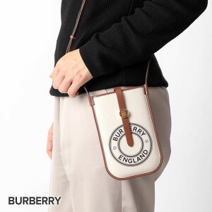 バーバリー BURBERRY 8040877 ショルダーバッグ レディース バック 肩掛け スマホショルダー ロゴグラフィック フォンケース バッグ ストラップ付 ポーチ カジュアル コットン iPhoneケース お出かけ プレゼント お祝い A1363 オフホワイト×ブラウン