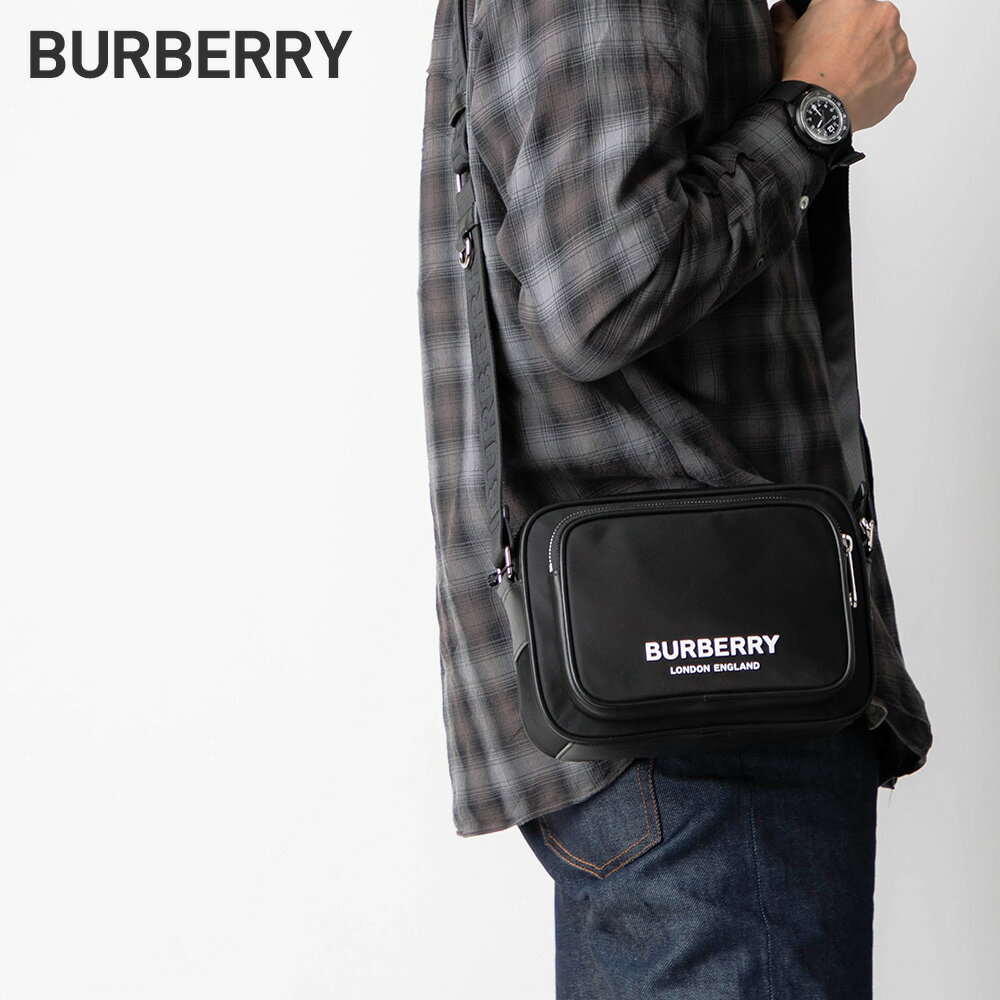 バーバリー BURBERRY 8049094 ショルダーバッグ メンズ バッグ 斜め掛け ナイロン ロゴプリント ナイロン クロスボディバッグ カジュアル ポシェット お出かけ プレゼント お祝い 肩掛け A1189 ブラックのサムネイル