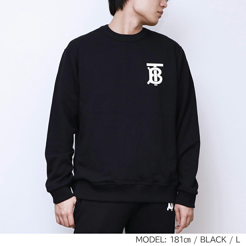 【ポイント5倍！5/6 9:59迄！】バーバリー BURBERRY DRYDEN TB スウェット トレーナー メンズ モノグラムモチーフ コットン スウェットシャツ ブラック XS/S/M/L 8024602 ブランド 長袖 クルーネック おしゃれ 黒