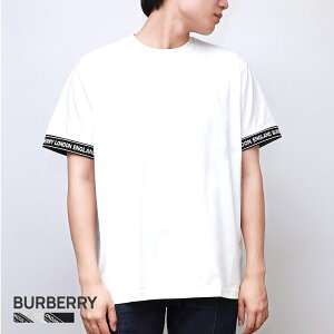 バーバリー BURBERRY TESLOW Tシャツ メンズ 半袖 ロゴテープ コットン オーバーサイズTシャツ ホワイト/ブラック XXS/XS/S/M 80294481 カジュアル ブランド おしゃれ 黒 白 ゆったり