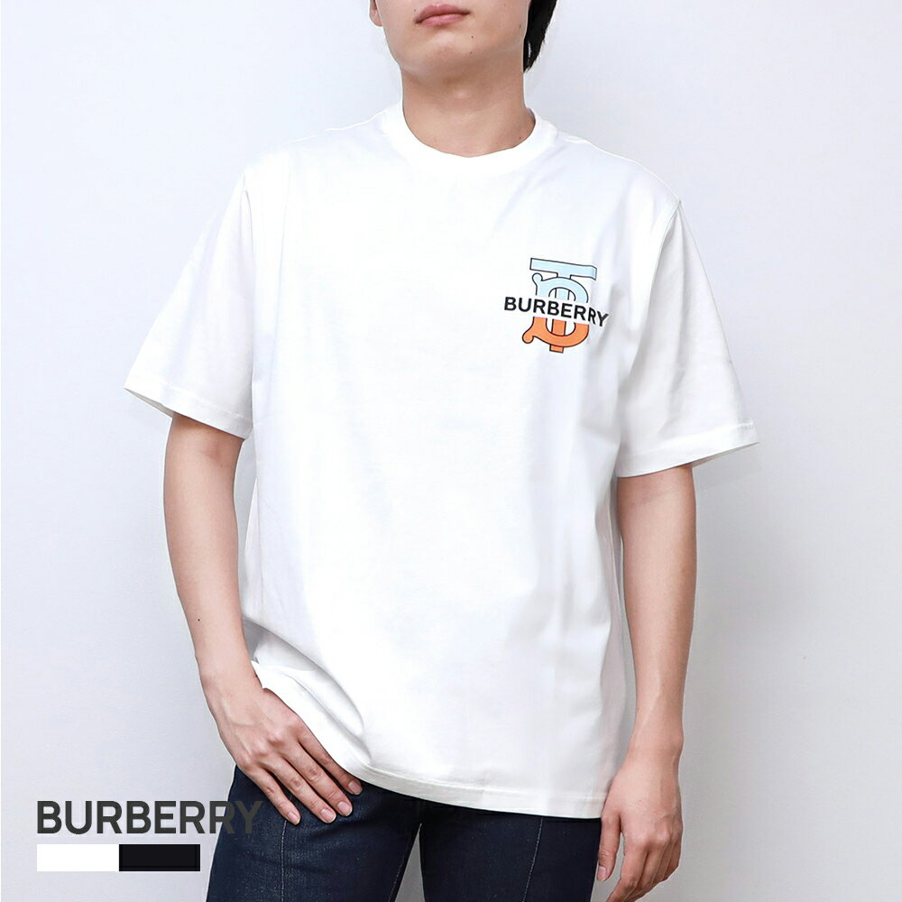 バーバリー BURBERRY GANTHER Tシャツ メンズ 半袖 モノグラムモチーフ コットン オーバーサイズ ホワイト/ブラック XXS/XS/S/M 80321861 ブランド おしゃれ クルーネック カジュアル 黒 白