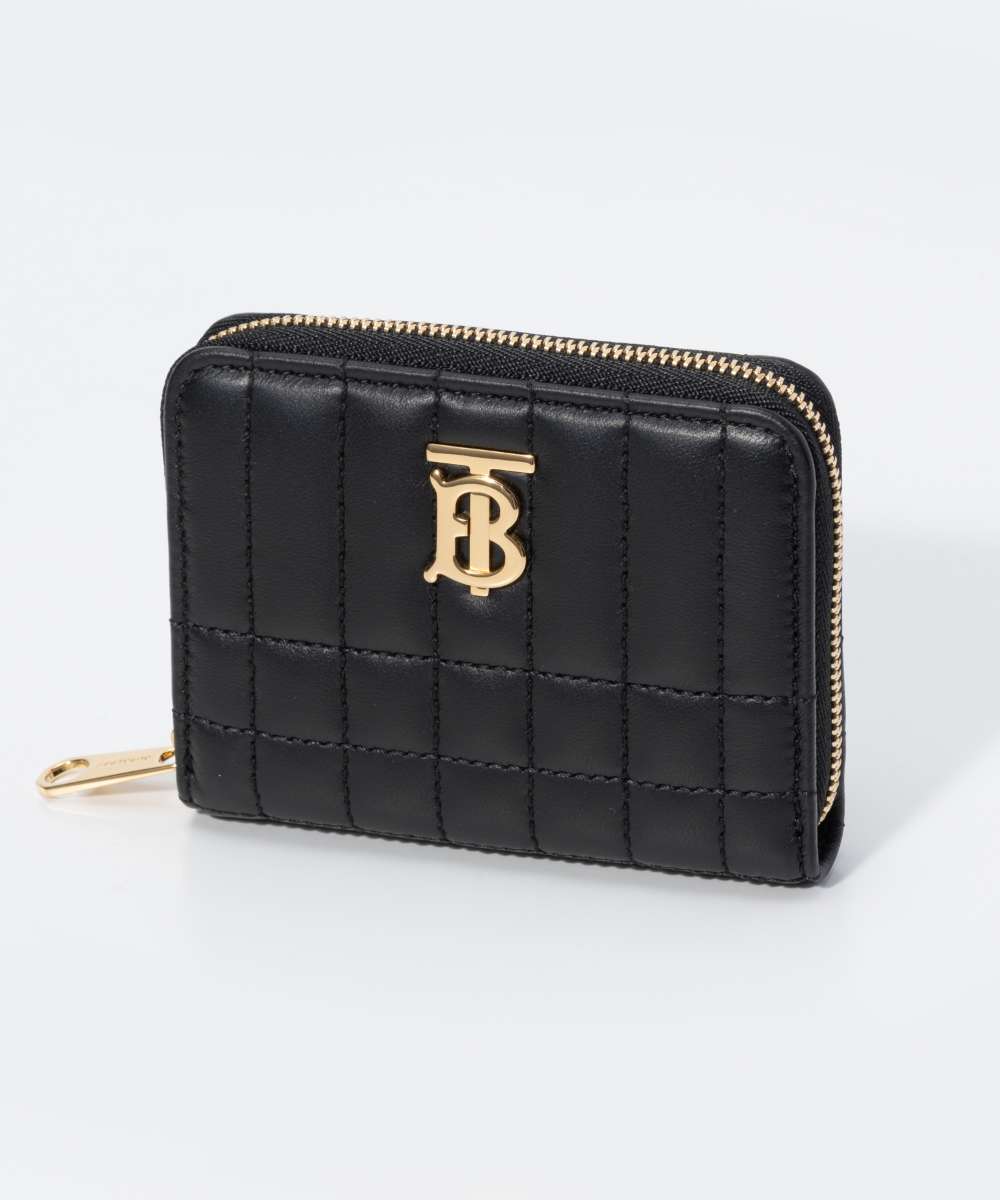 バーバリー BURBERRY 8062373 小銭入れ LS LOLA MN ZIP WALLET QXC レディース 財布 コインケース キルティングレザー ローラ ジップウォレット カードケース ミニ財布 プレゼント お祝い ビジネス 通勤 通学 コンパクト ギフト ラウンドジップ ブラック×ライトゴールド